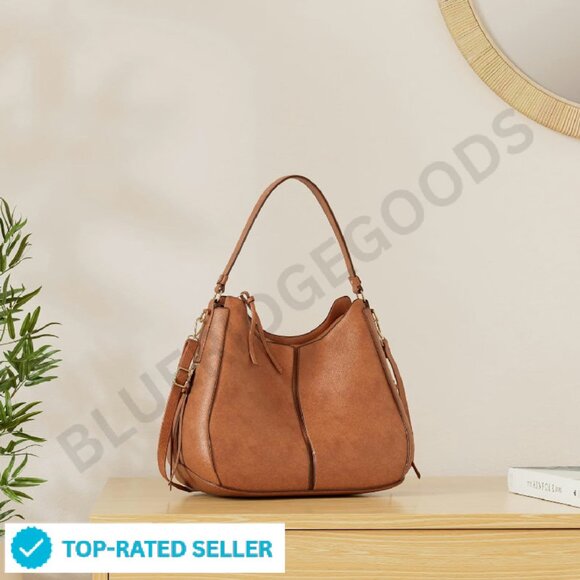 Faux Leather Hobo Crossbody Bag Retro Large Shoulder Purse Designer Style - Picture 2 of 4